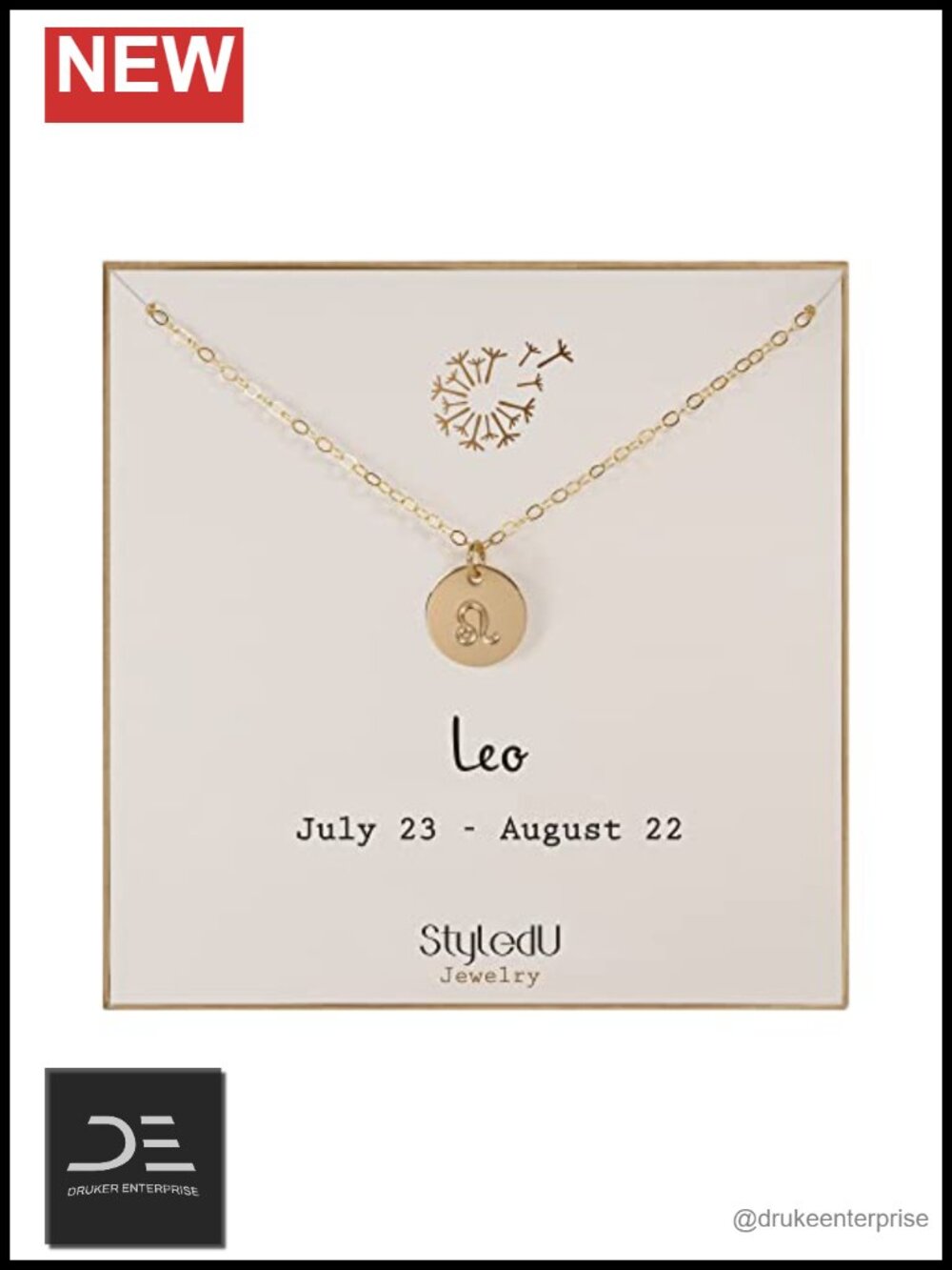 14K Gold Filled Leo Zodiac Pendant Necklace 18in Handmade Gift